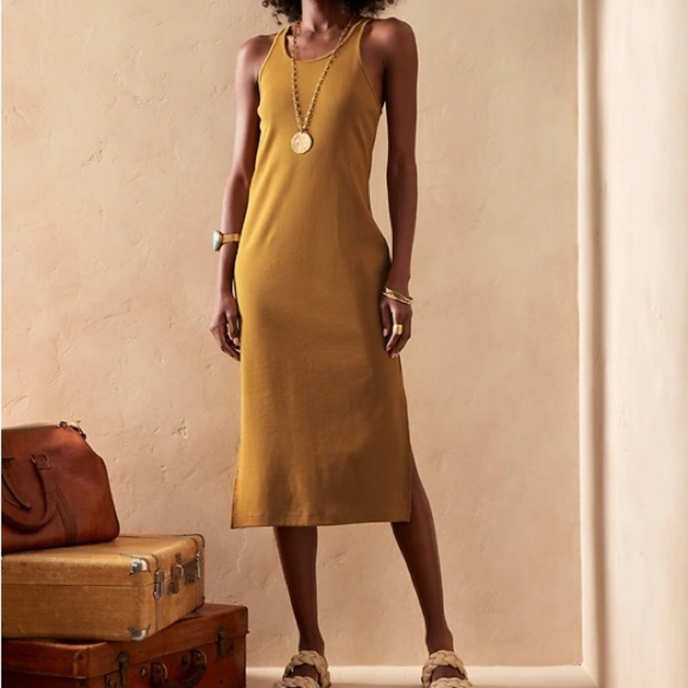 NWT Banana Republic Racerback Tank Dress Sz Medium New Bronze color